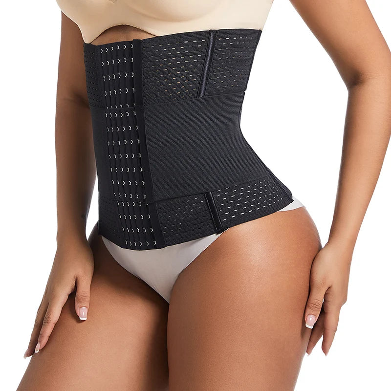 Modelador de cintura, espartilho modelador corporal feminino, 6 fileiras, fecho de colchete, cinto de controle de barriga duplo, modelador de cintura