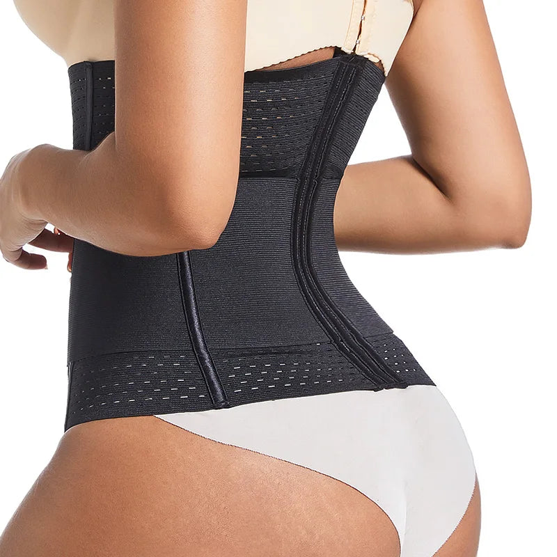 Modelador de cintura, espartilho modelador corporal feminino, 6 fileiras, fecho de colchete, cinto de controle de barriga duplo, modelador de cintura