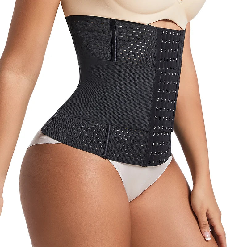 Modelador de cintura, espartilho modelador corporal feminino, 6 fileiras, fecho de colchete, cinto de controle de barriga duplo, modelador de cintura